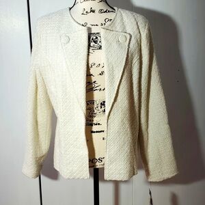 Frenz by Theresa Renz Cream Open Front Suit Coat Blazer Wool Sz.XL